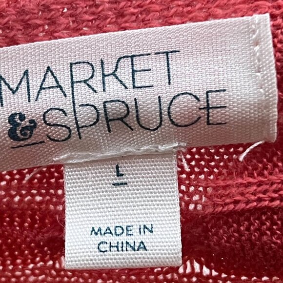 Market & Spruce Red Cable Knit Dolman Sweater Textured Oversized Top Large - Picture 7 of 9